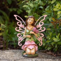 Suyorpe Garden Fairy Decor Solar Outdoor Statues Fairy Garden Accessories Fairy Figurine For Outside Garden Gifts Resin Orname