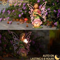 Suyorpe Garden Fairy Decor Solar Outdoor Statues Fairy Garden Accessories Fairy Figurine For Outside Garden Gifts Resin Orname