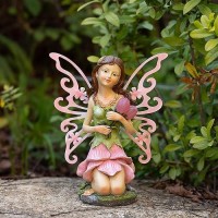 Suyorpe Garden Fairy Decor Solar Outdoor Statues Fairy Garden Accessories Fairy Figurine For Outside Garden Gifts Resin Orname