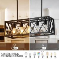 Keesfu Black Farmhouse Kitchen Island Lighting 5 Lights Pendant Lighting Fixtures Adjustable Height Industrial Dining Room Li