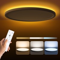 Matane 154In Led Flush Mount Ceiling Light Fixture With Remote Control Nightlight 2000K Warm 3000K6500K Adjustable Low Prof