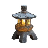 Newgtuizi Solar Pagoda Statue, 10.2 Inch Zen Garden Pagoda Lantern Ornament, Waterproof Japanese Garden Landscape Decor For Yard Lawn Patio Decorations (Pagoda-2)