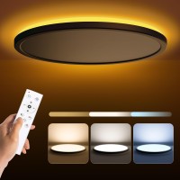 Matane 154In Led Flush Mount Ceiling Light Fixture With Remote Control Nightlight 2000K Warm 3000K6500K Adjustable Low Prof