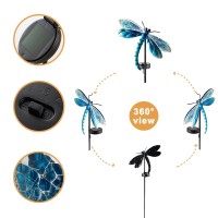 Suyorpe Solar Garden Lights , Dragonfly Outdoor Decor,Metal Stakes Lights For Lawn,Yard,Patio,Pathway,Waterproof Dragonfly Gifts,Size 9.21 * 1.65 * 32.68Inches