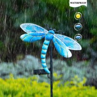 Suyorpe Solar Garden Lights , Dragonfly Outdoor Decor,Metal Stakes Lights For Lawn,Yard,Patio,Pathway,Waterproof Dragonfly Gifts,Size 9.21 * 1.65 * 32.68Inches