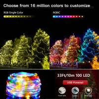 Oraluce Smart Fairy Lights With 2.4G Remote Plug In, Ip65 33Ft 100 Led Fairy Light For Bedroom Usb Bluetooth App Control, Rgb Color Changing Outdoor String Lights, Music Sync Twinkle For Outdoor Party