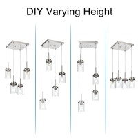 Melucee 4Light Hanging Pendant Light Fixtures With Clear Glass Shade Brushed Nickel Modern Chandelier Dining Room Light Fixtur