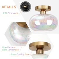 Frideko Home Semi Flush Mount Ceiling Light With Rainbow Glass Shade Hallway Lighting Fixtures Modern Close To Ceiling Light F