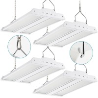 Xbuyee 4Pack High Bay Led Shop Light 135Ft 150W 21000Lumens 5000K Daylight 100277V Commercial Mini Linear High Bay Lights Fo