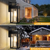 Yomisga Solar Outdoor Wall Lights Dusk To Dawn Solar Porch Light Exterior Lighting Sconce With Motion Sensor Waterproof Solar P