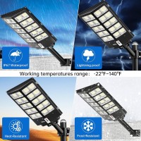 Jaynlt 3200W Solar Street Lights Outdoor,320000Lm 6500K Commercial Parking Lot Lights Dusk To Dawn, Waterproof Solar Security Flood Lights With Motion Sensor And Remote For Yard, Garage, Driveway