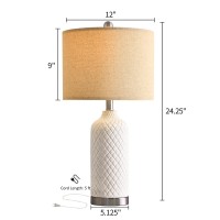 Gsafava 2425 Single Table Lamp For Bedroom Modern Ceramic Nightstand Lamp White Bedside Lamp Boho Living Room Lamp Farmhouse