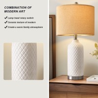 Gsafava 2425 Single Table Lamp For Bedroom Modern Ceramic Nightstand Lamp White Bedside Lamp Boho Living Room Lamp Farmhouse