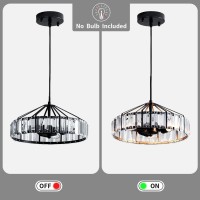 Lanpesting Farmhouse Chandeliers Black Crystal Modern Rustic Vintage Pendant Light Fixtures Hanging Chandelier Ceiling For Dini