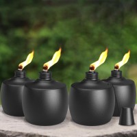 Falbawr 4Pack Citronella Tabletop Torches 205 Oz Table Top Torches For Outdoor Metal Oil Burner Candles Garden Torches With