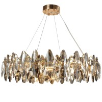 Modern Led Crystal Chandelier Luxury, 8-Lights Postmodern Gray Crystal Decorative Pendant Lamp Sparkling Egg-Shaped Crystal Pendant Light Gold For Bedroom Living Room