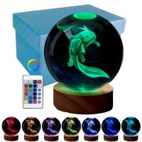 3D Axolotl Crystal Ball Lamp Upgraded 315 Inch Axolotl Crystal Ball Night Light With 16 Colors Led Wooden Base Remote Control