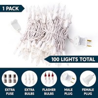 Joiedomi Clear Christmas Lights Outdoor 100 Count Christmas Tree Lights Indoor Warm White 215Ft White Wire String Lights Xma