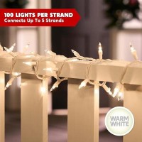 Joiedomi Clear Christmas Lights Outdoor 100 Count Christmas Tree Lights Indoor Warm White 215Ft White Wire String Lights Xma