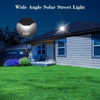 Vipzon 2 Pack Solar Street Lights Outdoor 2400W Wide Angle Solar Lights Outdoor Solar Parking Lot Lights Dusk To Dawn 6500K