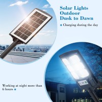 Vipzon 2 Pack Solar Street Lights Outdoor 2400W Wide Angle Solar Lights Outdoor Solar Parking Lot Lights Dusk To Dawn 6500K