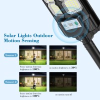 Vipzon 2 Pack Solar Street Lights Outdoor 2400W Wide Angle Solar Lights Outdoor Solar Parking Lot Lights Dusk To Dawn 6500K