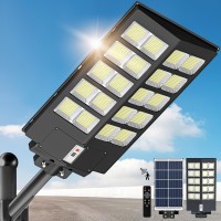 Vipzon 2400W Solar Street Lights Outdoor Wide Angle Solar Lights Outdoor Solar Parking Lot Lights Dusk To Dawn 6500K Street