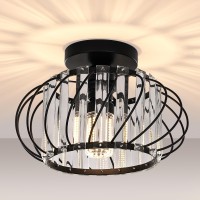 Frideko Home Semi Flush Mount Ceiling Light Crystal Chandelier Hallway Lighting Fixtures Ceiling Black Modern Ceiling Light Fi