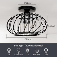 Frideko Home Semi Flush Mount Ceiling Light Crystal Chandelier Hallway Lighting Fixtures Ceiling Black Modern Ceiling Light Fi