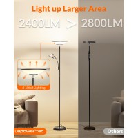 Lepowertec Floor Lamp For Living Room Bright Standing Lamp With Wall Switch And Remote 60 Lighting Effects Led Reading Lamp