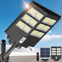 Vipzon 1600W Solar Street Lights Outdoor Wide Angle Solar Lights Outdoor Solar Parking Lot Lights Dusk To Dawn 6500K Street