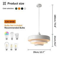 Doungros Mid Century Pendant Light Fixtures Ceiling Pendant Lighting 3-Layer Metal Shade Design Vintage Flush Mount Light For Dining Table Kitchen Island Hallway (White)