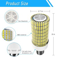 120W Led Corn Light Bulb 5000K Daylight 18000 Lumens Super Bright With Fan Radiator 1200W Equivalent E39/E40 Base Led Corn Bulb Suitable For Outdoor Factory Workshop Underground Garage And More 2 Pack