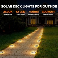 Lutec 4 Pack Solar Driveway Lights 12 Leds Ip67 Waterproof Solar Deck Lights Outdoor Solar Dock Lights Driveway Marker Lights