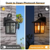 Lawyettle 2 Pack Dusk To Dawn Outdoor Wall Lights Exterior Light Fixtures Wall Mount With Ripple Glass Waterproof Black Porch