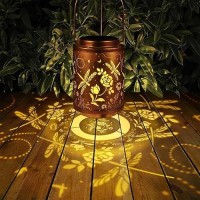 Solar Outdoor Lanterns Dragonfly Garden Decor Led Light Hanging Waterproof Solar Metal Lantern Birthday Gifts For Women Mon Gra