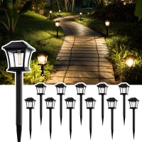 Gigalumi Solar Pathway Lights 12 Pack Solar Lights Waterproof Outdoor Path Light For Garden Yard Patio Lawn Porch Walkway Backy