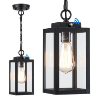 Outdoor Pendant Light 11 Dusk To Dawn Modern Outside Chandelier Outdoor Hanging Lantern Light Matte Black With Clear Glass