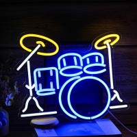 Lisignve Drum Kit Neon Sign Neon Light Sign Led Neon Light For Wall Drum Kit Shape Neon Sign Usb Powered Led Neon Signs For Musi