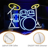 Lisignve Drum Kit Neon Sign Neon Light Sign Led Neon Light For Wall Drum Kit Shape Neon Sign Usb Powered Led Neon Signs For Musi