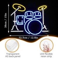 Lisignve Drum Kit Neon Sign Neon Light Sign Led Neon Light For Wall Drum Kit Shape Neon Sign Usb Powered Led Neon Signs For Musi