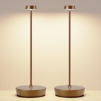 Yht 2Pack Cordless Table Lamp Rechargeable, 6000Mah Battery Operated Led Desk Lamp, 3 Color Stepless Dimming, Up To 60 Hours Usage, Waterproof Table Light For Outdoor Patio Restaurant Living Room