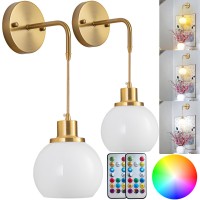 Wall Sconces Set Of Two Battery Operated Sconces With Remote Rechargeable Wall Sconce Non Hardwired Up To 50 Hours Long Life Glo