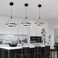 Viruhaka Modern Led Pendant Light Three Color Dimmable Pendant Lights With Remote Control Chromium Color Ceiling Hanging Fixtur