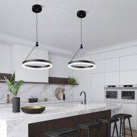 Viruhaka Modern Led Pendant Light Three Color Dimmable Pendant Lights With Remote Control Chromium Color Ceiling Hanging Fixtur