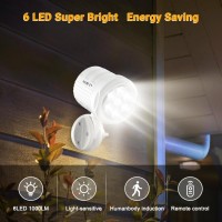 Asofty Motion Sensor Outdoor Light Battery Operated 6 Led 1000 Lumen Wireless Spotlights With Remote Control Ip65 Waterproof 6