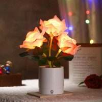 Wsyear Mothers Day Forever Flower Lamp-Battery Operated Rose Lamp, Led Artificial Flowers Night Light, Cordless Touch Lamp For Home Bedroom Living Room Flower Bed Decorations Outdoor