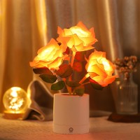 Wsyear Mothers Day Forever Flower Lamp-Battery Operated Rose Lamp, Led Artificial Flowers Night Light, Cordless Touch Lamp For Home Bedroom Living Room Flower Bed Decorations Outdoor