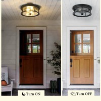 Odorpower Black Ceiling Light Fixtures Flush Mount Light 2 Bulb With Glass Flush Mount Ceiling Light Fixture Bedroom Indoor Ou