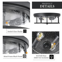 Odorpower Black Ceiling Light Fixtures Flush Mount Light 2 Bulb With Glass Flush Mount Ceiling Light Fixture Bedroom Indoor Ou